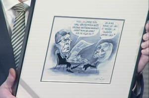 Президент Латвии [открыл в Таллине выставку карикатур]