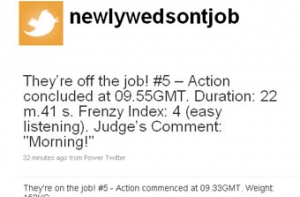 Брачное ложе отчиталось [в Twitter о занятиях молодоженов]