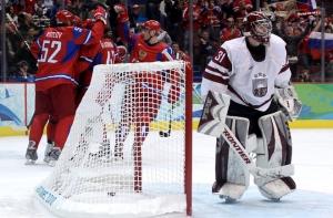 Закончился первый период матча Латвия-Россия