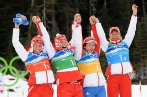 Российские биатлонистки выиграли эстафетную гонку в Ванкувере