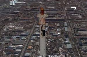 Пользователи Google Earth обнаружили на телебашне неприличное слово (ВИДЕО)