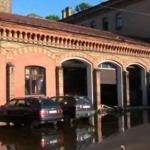 Вода затопила пожарное депо на ул. Акменю