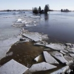 Ребенок упал в реку, катаясь на льдине