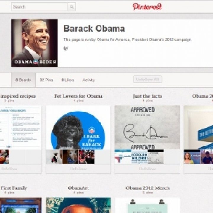 Обама собирает рецепты и фотографии в соцсети Pinterest