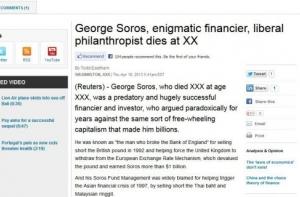 Reuters «по ошибке» похоронила Джорджа Сороса