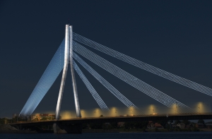 Перила Вантового моста покрасят за 50 000 латов