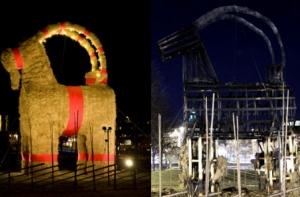 В Швеции опять сожгли рождественского козла