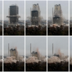 В Германии управляемым взрывом уничтожен 116-метровый небоскреб (ФОТО)