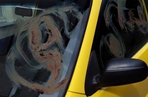 Злоумышленники пачкают фекалиями машины на Саркандаугаве (ФОТО)