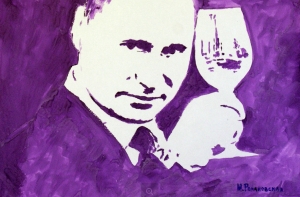 Художница написала портреты Путина и Медведева обнаженной грудью (ФОТО)