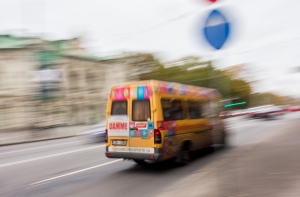 Бревно из лесовоза упало на микроавтобус