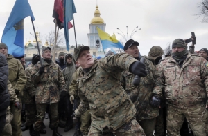 Годовщина Евромайдана: в Киеве громят российские банки