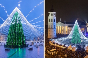 Крутая елка на 50 000 лампочек в центре Вильнюса