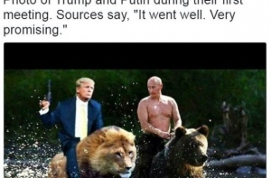 В соцсетях шутят на тему первой встречи Путина и Трампа