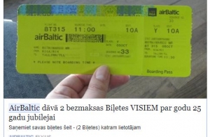 Внимание, мошенники! От имени airBaltic распространяется поддельный конкурс