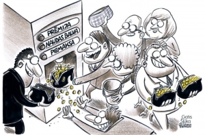 «Щедрые премии» чиновников Латвии глазами карикатуриста