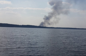 Возле Кишэзерса горят сухая трава и подлесок