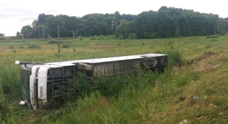 В Рундальском крае автобус съехал в кювет: пострадали шесть человек