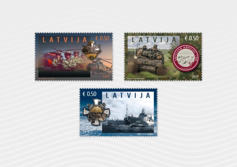 Latvijas Pasts выпускает посвященные столетию армии марки  
