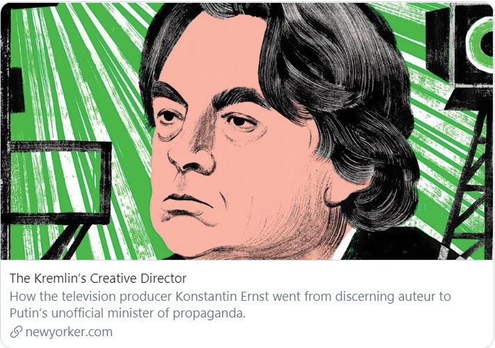 Креативный директор Кремля и министр пропаганды: New Yorker опубликовал профайл Константина Эрнста