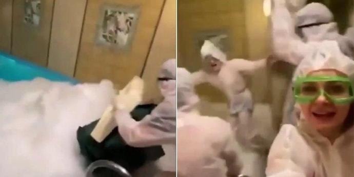 Смертельное купание в бассейне с сухим льдом в Москве сняли на видео