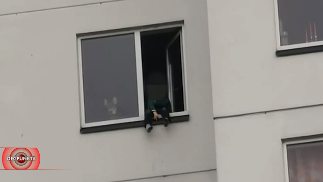 В Риге ребенок сидел на подоконнике на 12 этаже. Тревогу забила собака (ВИДЕО)