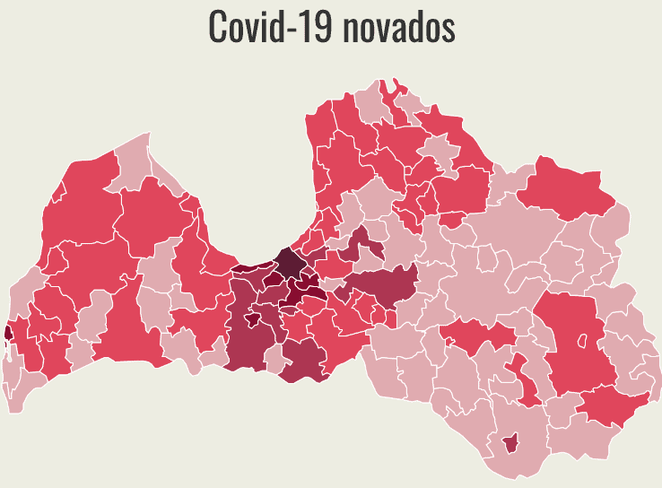 КАРТА: впервые COVID-19 зафиксирован в Саулкрастском крае