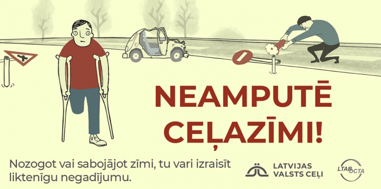 Не ампутируй знаки! Latvijas Valsts ceļi начало борьбу с вандалами