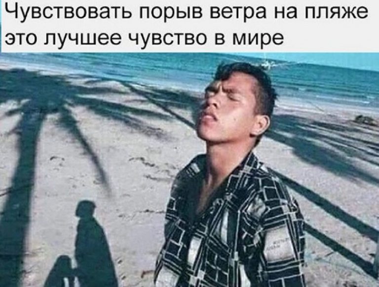 Мемы с прикольными картинками и порыв ветра на пляже
