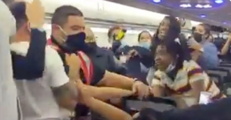 Массовая драка пассажиров на борту самолета попала на видео