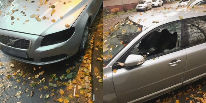 ФОТО: злоумышленники похитили фары у автомобиля на Югле
