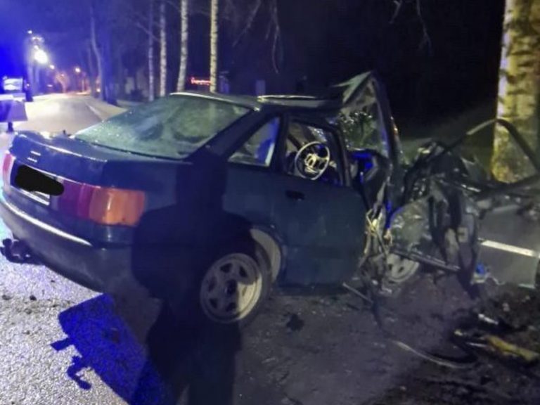 3,4 промилле: под Валмиерой водитель на полном ходу врезался в дерево