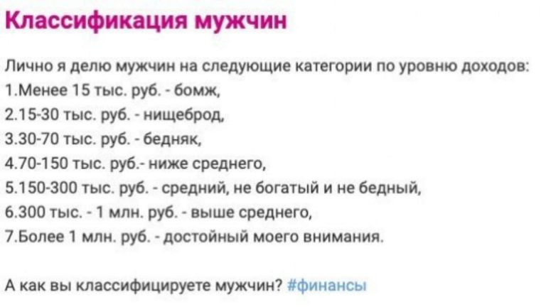 Нищебродам путь заказан — девушки рассуждают о мужских зарплатах