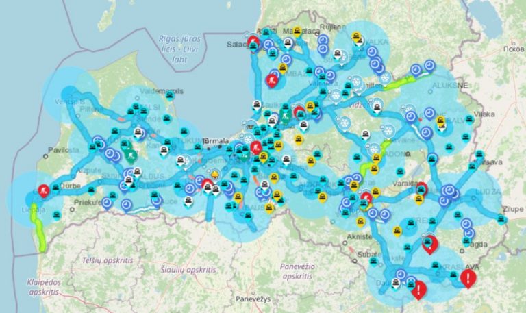 КАРТА: гололед осложняет передвижение по всей Латвии