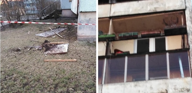 ФОТО: в Риге обрушился бетонный каркас лоджии многоэтажки