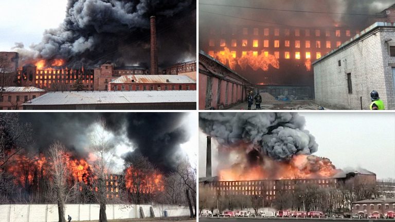 ФОТО и ВИДЕО: площадь пожара в Санкт-Петербурге ширится, город накрыло смогом