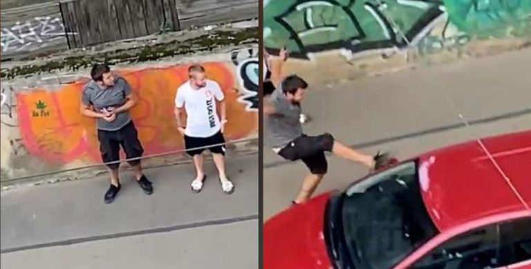«Со злости пнул машину ногой»: женщина просит помощи в поиске агрессивного хулигана (ВИДЕО)