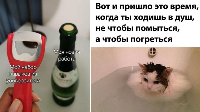 Погреться в душе, новая работа и другие прикольные картинки с надписями