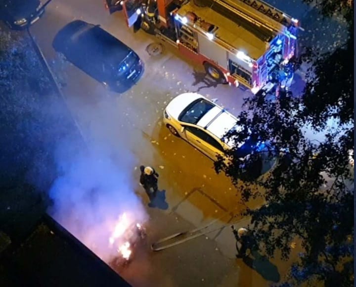 ФОТО: в Плявниеки сгорел мусорный бак