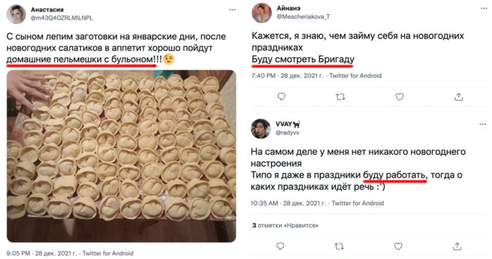 От просмотра «Бригады» до лепки пельменей: пользователи поделились планами на праздники