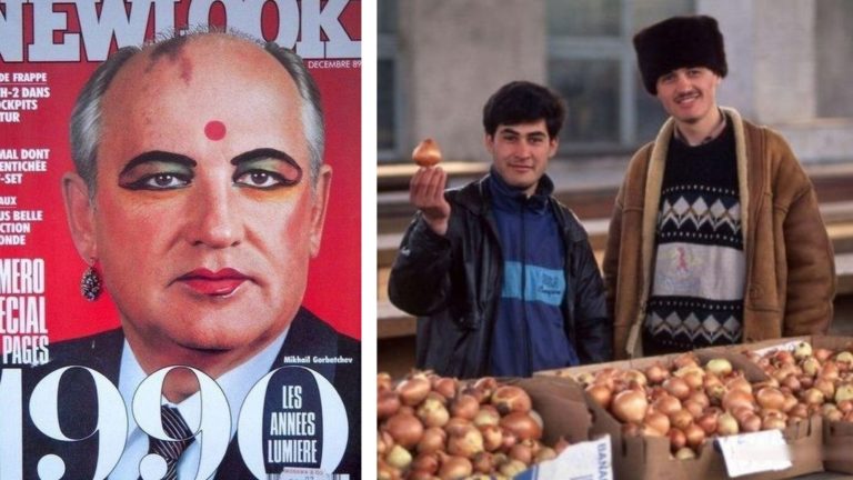 Атмосферные снимки из 90-х где даже Горбачев накрашен