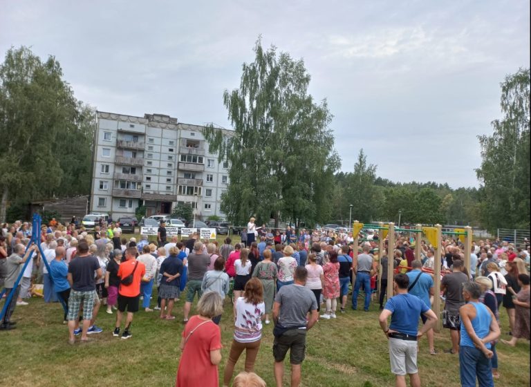 В Скулте прошел митинг против отключения поселка от электричества