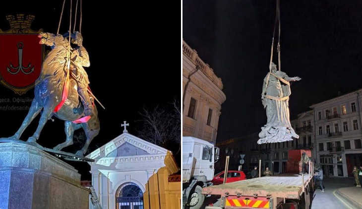 В Одессе демонтировали памятники Екатерине II и Суворову
