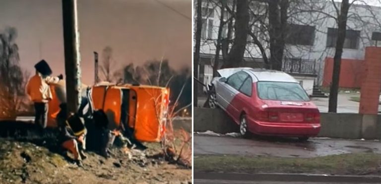 Дорожная хроника: «Москвич» врезался в бетонный столб, а Honda «влетела» во двор