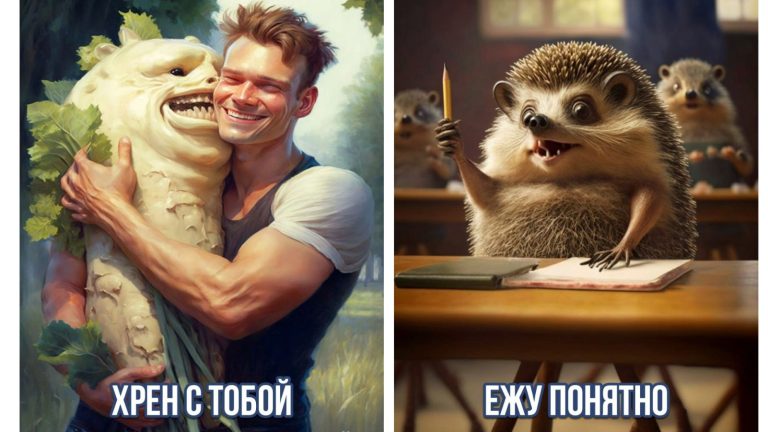 Любимая рубрика: нейросеть сгенерировала картинки по крылатым выражениям и фразеологизмам