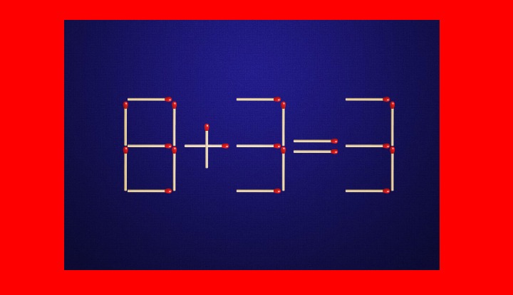 8 + 3 = 3. Переставь спичку, чтобы исправить пример