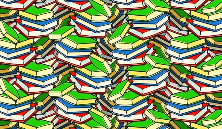 Оптический вызов: Карандаш так ловко спрятан среди книг, что только 6% людей смогли его найти.