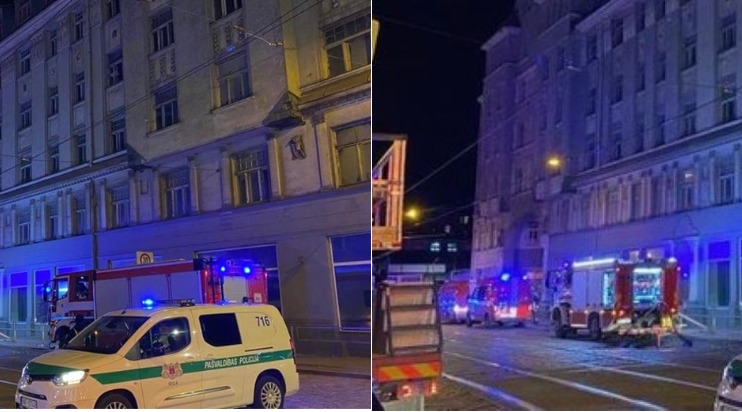 В нежилом шестиэтажном доме на ул. Бривибас возник пожар повышенной сложности