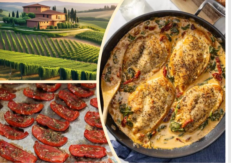 Тосканская сливочная курица c помидорами и шпинатом: вкус Италии за 30 минут