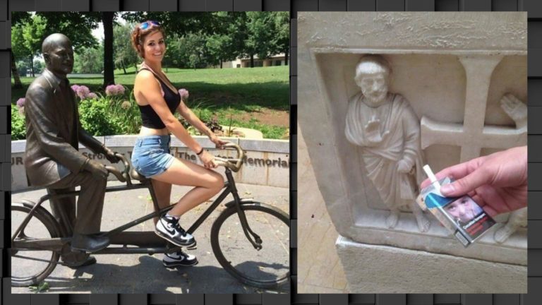 Да он же памятник! Забавные снимки со статуями